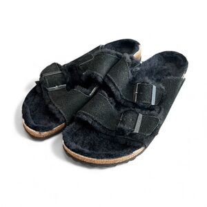 Birkenstock Arizona Shearling Suede Leather Black EU 42 US Size 11 - 11 1/2